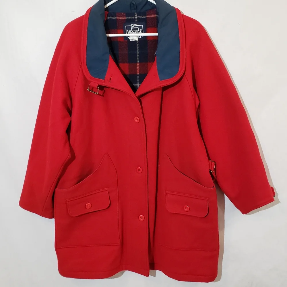 Woolrich wool coat red long coat - Picture 2 of 13